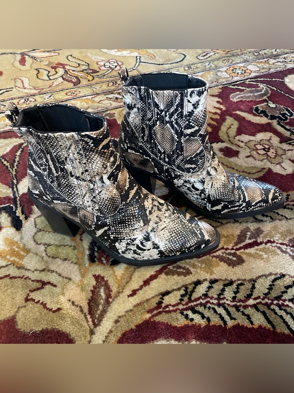 Snake-Print Ankle Boots
